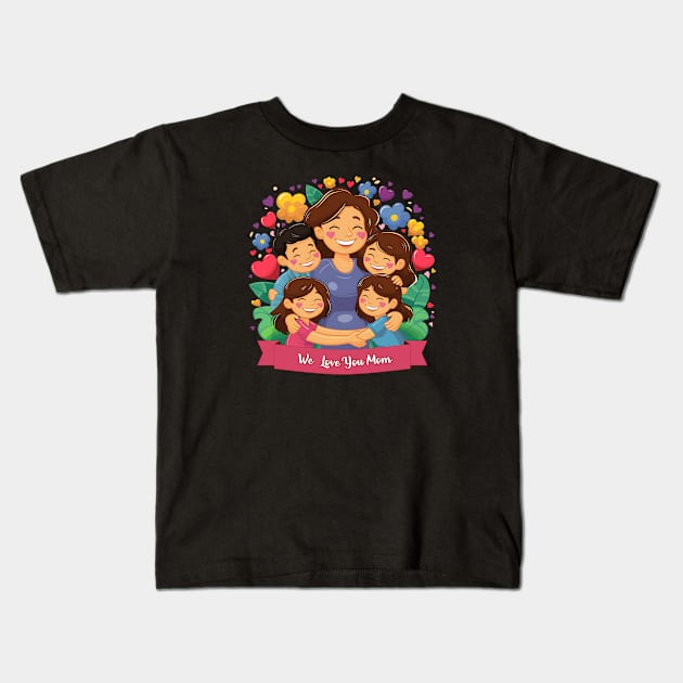 Celebrating the Love Between Mom, Son, and Daughters Kids T-Shirt by AZ_DESIGN